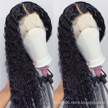 ISEE Hot Sale Brazilian Virgin Human Hair Lace Wig Vendors Wholesale Full Transparent HD Lace Front Closure Deep Wave Curly Wig